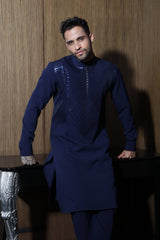 Navy Velvet Kurta Set