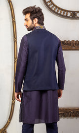 Blue & Purple  Hand Emboidered & Hndwork Kurta, Jacket ,Pant set.