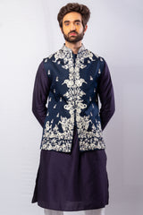 Blue & Purple color  Hand Embroidered & handwork kurta ,jacket & Pant Set
