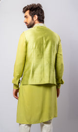Light Green colour  Hand Embroidered & Handwork kurta ,jacket , pant set.