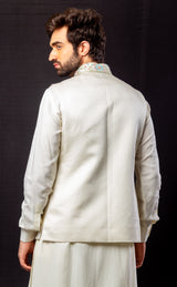 White Color  Hand Embroidered & Handwork kurta ,Jacket & Pant set