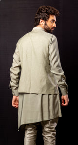 Beige colour  Hand Embroidered & handwork kurta ,Jacket & Pant set.
