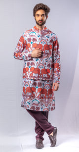 Orange  colour  Hand Embroidered & handwork kurta & pant set.