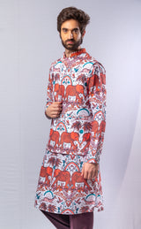 Orange  colour  Hand Embroidered & handwork kurta & pant set.