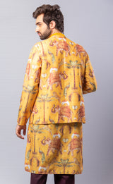 Yellow  colour  Hand Embroidered & Handwork kurta ,Jacket &  pant