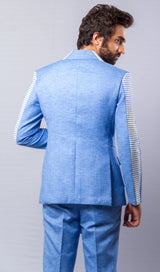Sky Blue  colour  Hand Embroidered ,Blazer pant set.