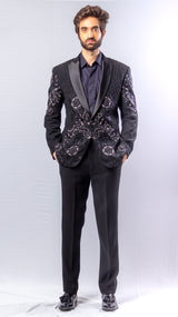Black  colour  Hand Embroidered & handwork  ,blazer  & Pant set.