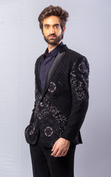 Black  colour  Hand Embroidered & handwork  ,blazer  & Pant set.