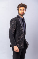 Black  colour  Hand Embroidered & handwork  ,blazer  & Pant set.