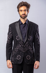 Black  colour  Hand Embroidered & handwork  ,blazer  & Pant set.