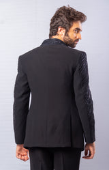 Black  colour  Hand Embroidered & handwork  ,blazer  & pant set