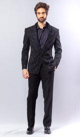 Black  colour  Hand Embroidered & handwork  ,blazer  & pant set