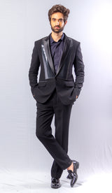 Black  colour  Hand Embroidered & handwork  ,blazer  &  pant set.