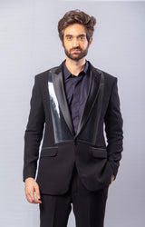 Black  colour  Hand Embroidered & handwork  ,blazer  &  pant set.