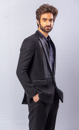 Black  colour  Hand Embroidered & handwork  ,blazer  &  pant set.