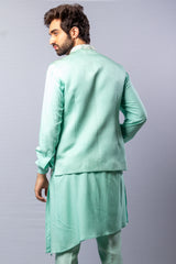 Powder Blue colour  Hand Embroidered & handwork kurta ,Jacket & pant set.