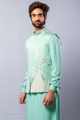 Powder Blue colour  Hand Embroidered & handwork kurta ,Jacket & pant set.