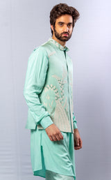 Powder Blue colour  Hand Embroidered & handwork kurta ,Jacket & pant set.