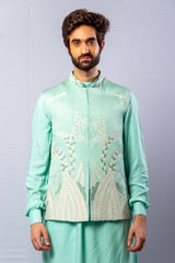 Powder Blue colour  Hand Embroidered & handwork kurta ,Jacket & pant set.