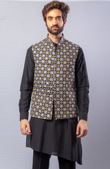 Black  colour  Hand Embroidered & handwork kurta ,Jacket & pant set.