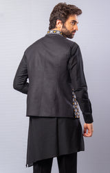 Black  colour  Hand Embroidered & handwork kurta ,Jacket & pant set.