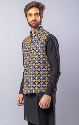 Black  colour  Hand Embroidered & handwork kurta ,Jacket & pant set.