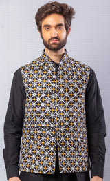 Black  colour  Hand Embroidered & handwork kurta ,Jacket & pant set.
