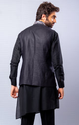 Black  colour  Hand Embroidered & handwork kurta ,Jacket & pant set.