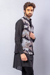 Black  colour  Hand Embroidered & handwork kurta ,Jacket & pant set.