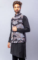 Black  colour  Hand Embroidered & handwork kurta ,Jacket & pant set.