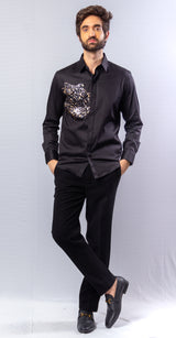Black  Color hand Painted Shirt.