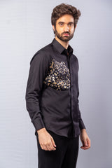 Black  Color hand Painted Shirt.