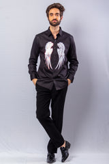 Black  Color Hand  Painted Shirt.