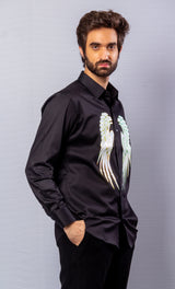 Black  Color Hand  Painted Shirt.
