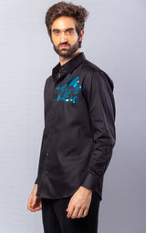 Black  Color  Hand Printed Shirt.