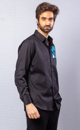 Black  Color  Hand Printed Shirt.