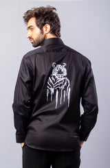 Black Color Hand Painted Shirt.