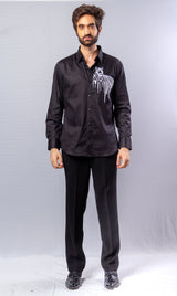 Black Color Hand Painted Shirt.