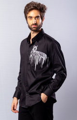 Black Color Hand Painted Shirt.