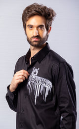 Black Color Hand Painted Shirt.