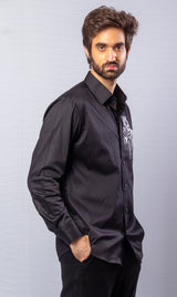 Black Color Hand Painted Shirt.