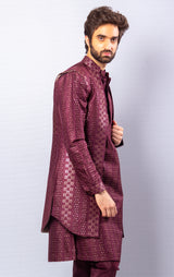 Maroon color  Hand Embroidered & handwork kurta ,Jacket & pant set.