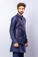 Blue  colour  Hand Embroidered & handwork kurta ,Jacket & pant set.