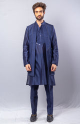 Blue  colour  Hand Embroidered & handwork kurta , Pant & Jacket set.