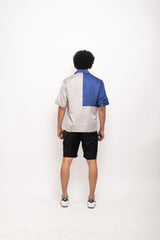 Grey-Blue Color blocked Shirt