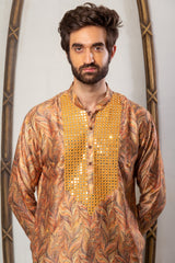 Golden Color  Printed Kurta