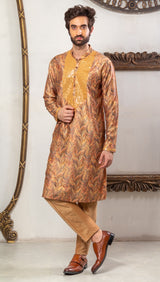 Golden Color  Printed Kurta