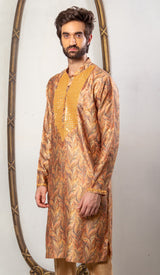 Golden Color  Printed Kurta