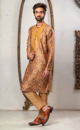 Golden Color  Printed Kurta