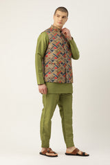 Chic Silk Blend Stylish Nehru Jacket Set